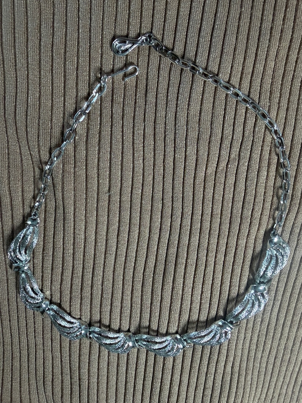 Coro Silver-Tone Twisted Link Necklace